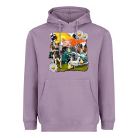 Lavender cowhide farm truck with farm animals Heavyweight Hoodie - texasbilliewilder