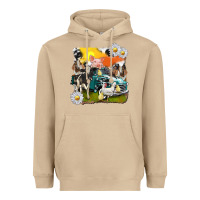 Mushroom cowhide farm truck with farm animals Heavyweight Hoodie - texasbilliewilder