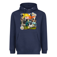 Navy cowhide farm truck with farm animals Heavyweight Hoodie - texasbilliewilder