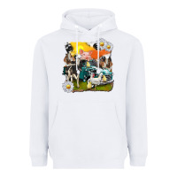 White cowhide farm truck with farm animals Heavyweight Hoodie - texasbilliewilder