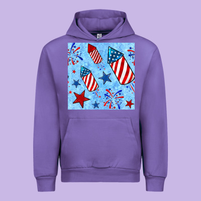 4th Of July Firecracker And Star Seamless  Pattern Urban Hoodie Designed By Bundleandbundleshop