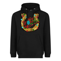 Black Christmas Horseshoe Heavyweight Hoodie - RanaPortraitStore