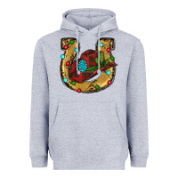 Heather Grey Christmas Horseshoe Heavyweight Hoodie - RanaPortraitStore