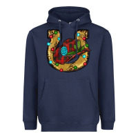 Navy Christmas Horseshoe Heavyweight Hoodie - RanaPortraitStore