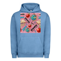 Pigment Pebble Blue Teacher Seamless Pattern Urban Hoodie - BundleAndBundleShop