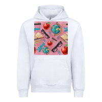 White Teacher Seamless Pattern Urban Hoodie - BundleAndBundleShop
