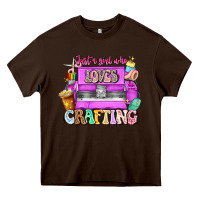 Chocolate Brown Just A Girl Who Loves Crafting Heavy Core Tee - CowhideDigitalArt