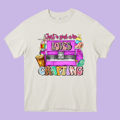 Just A Girl Who Loves Crafting Heavy Core Tee Designed By Cowhidedigitalart