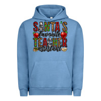 Pigment Pebble Blue santa's favorite teacher assistant Urban Hoodie - Jasminsmagicworld