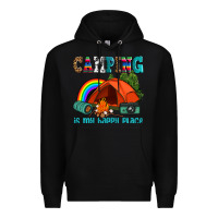 Black camping is my happy  place Premium Hoodie - AdoDesignShop