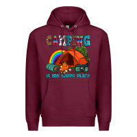 Burgundy camping is my happy  place Premium Hoodie - AdoDesignShop