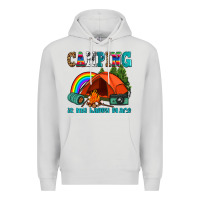 Dove Grey camping is my happy  place Premium Hoodie - AdoDesignShop
