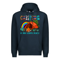 Navy camping is my happy  place Premium Hoodie - AdoDesignShop
