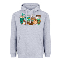 Heather Grey dog coffee cups Heavyweight Hoodie - texasbilliewilder