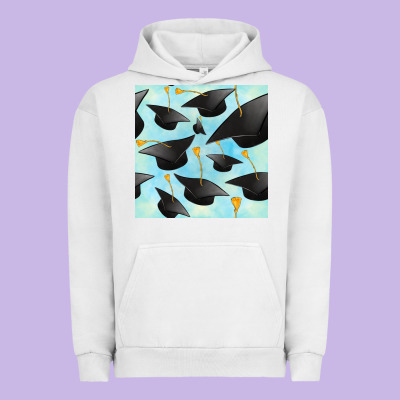 Graduation Cap Seamless Pattern Urban Hoodie Designed By Bundleandbundleshop