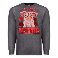 Charcoal Heather be mine valentine's day baby pig Premium Sweatshirt - RanaPortraitStore