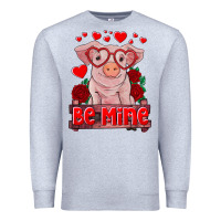 Heather Grey be mine valentine's day baby pig Premium Sweatshirt - RanaPortraitStore