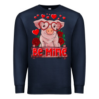 Navy be mine valentine's day baby pig Premium Sweatshirt - RanaPortraitStore