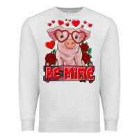 Oatmeal Heather be mine valentine's day baby pig Premium Sweatshirt - RanaPortraitStore