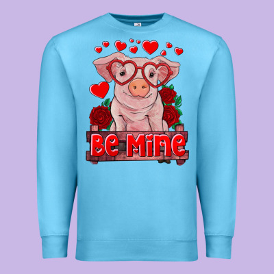 Be Mine Valentine's Day Baby Pig Premium Sweatshirt Designed By Ranaportraitstore