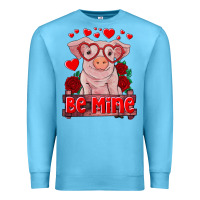 Ocean Blue be mine valentine's day baby pig Premium Sweatshirt - RanaPortraitStore