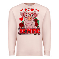 Pale Pink be mine valentine's day baby pig Premium Sweatshirt - RanaPortraitStore