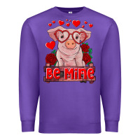 Purple be mine valentine's day baby pig Premium Sweatshirt - RanaPortraitStore