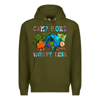 Army Green camp more worry less Premium Hoodie - AdoDesignShop