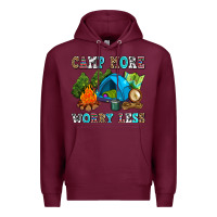 Burgundy camp more worry less Premium Hoodie - AdoDesignShop