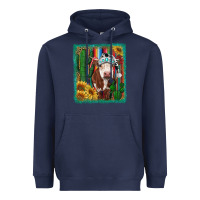 Navy Western Christmas Cow Heavyweight Hoodie - RanaPortraitStore