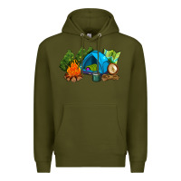 Army Green camp in the woods Premium Hoodie - AdoDesignShop