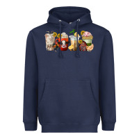 Navy farm animals coffee cups Heavyweight Hoodie - texasbilliewilder
