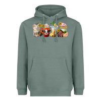 Sage farm animals coffee cups Heavyweight Hoodie - texasbilliewilder