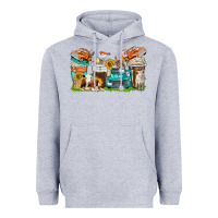 Heather Grey farm truck coffee cups Heavyweight Hoodie - texasbilliewilder