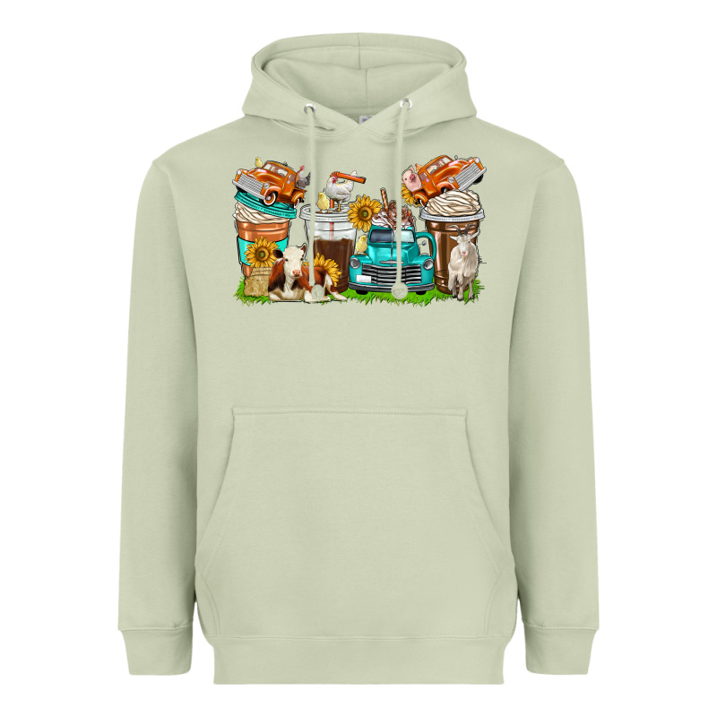 Farm Truck Coffee Cups Heavyweight Hoodie by texasbilliewilder | Teevron