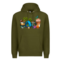 Army Green camp coffee cups ado Premium Hoodie - AdoDesignShop