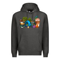 Charcoal Heather camp coffee cups ado Premium Hoodie - AdoDesignShop