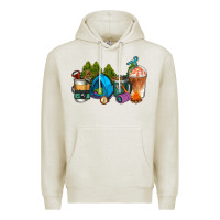 Oatmeal Heather camp coffee cups ado Premium Hoodie - AdoDesignShop