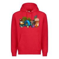 Red camp coffee cups ado Premium Hoodie - AdoDesignShop