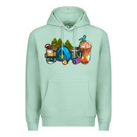 Seafoam camp coffee cups ado Premium Hoodie - AdoDesignShop
