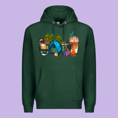 Camp Coffee Cups Ado Premium Hoodie Designed By Adodesignshop