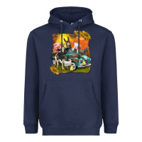 Navy farm truck with farm animals Heavyweight Hoodie - texasbilliewilder