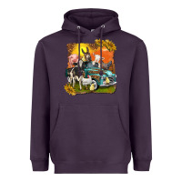 Plum farm truck with farm animals Heavyweight Hoodie - texasbilliewilder
