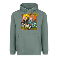 Sage farm truck with farm animals Heavyweight Hoodie - texasbilliewilder