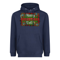 Navy Merry Christmas Y'all Heavyweight Hoodie - RanaPortraitStore