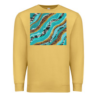 Antique Gold turquoise brushstrokes with leopard and cowhide Premium Sweatshirt - RanaPortraitStore