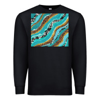 Black turquoise brushstrokes with leopard and cowhide Premium Sweatshirt - RanaPortraitStore
