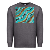 Charcoal Heather turquoise brushstrokes with leopard and cowhide Premium Sweatshirt - RanaPortraitStore