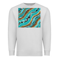 Dove Grey turquoise brushstrokes with leopard and cowhide Premium Sweatshirt - RanaPortraitStore