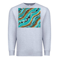 Heather Grey turquoise brushstrokes with leopard and cowhide Premium Sweatshirt - RanaPortraitStore